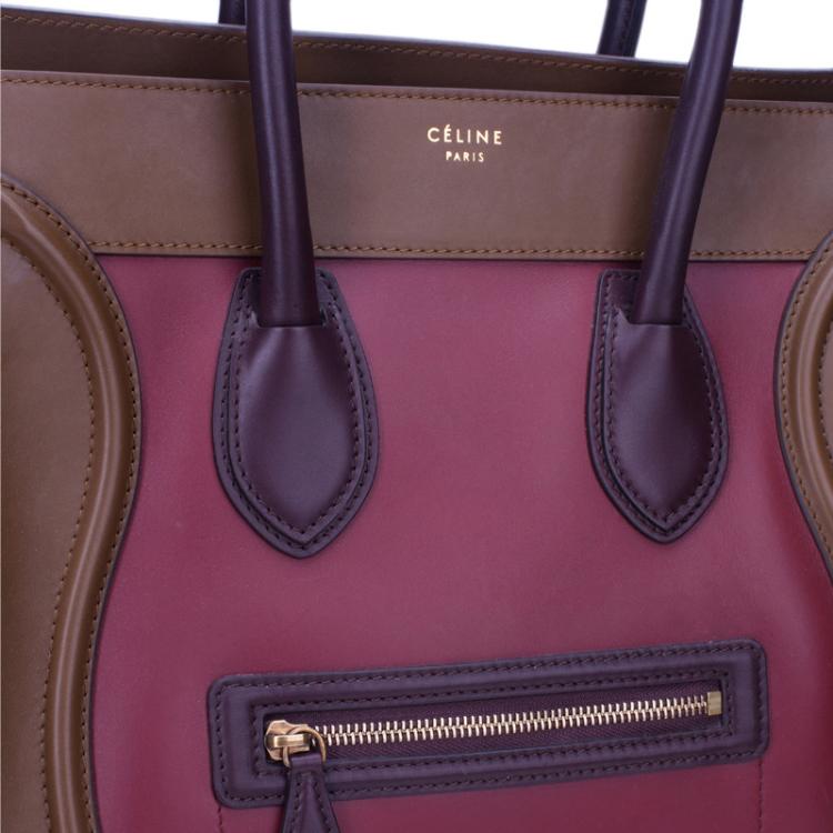 Pre Owned Celine Tricolor Calfskin Leather Mini Luggage Tote 