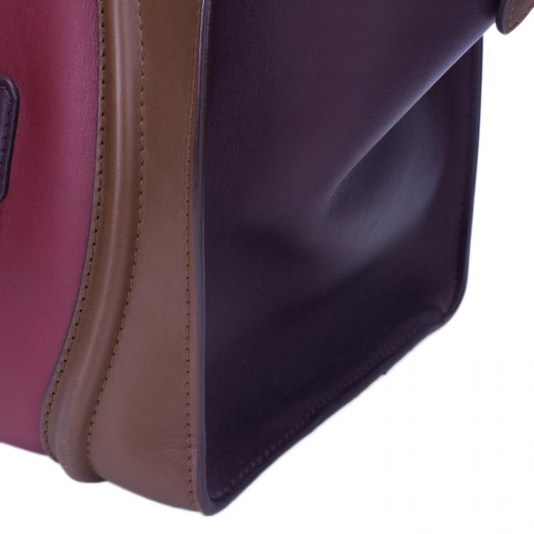 Pre Owned Celine Tricolor Calfskin Leather Mini Luggage Tote 