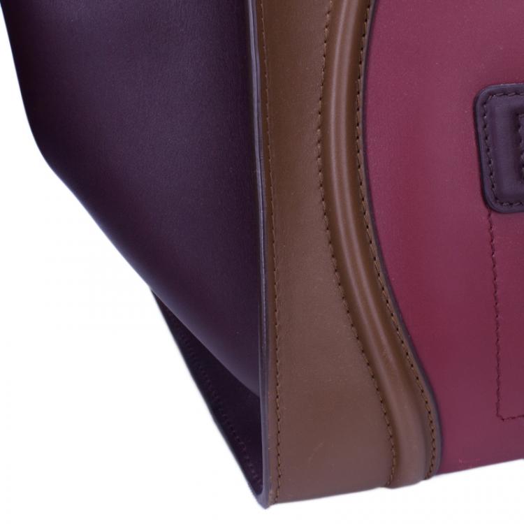 Pre Owned Celine Tricolor Calfskin Leather Mini Luggage Tote 