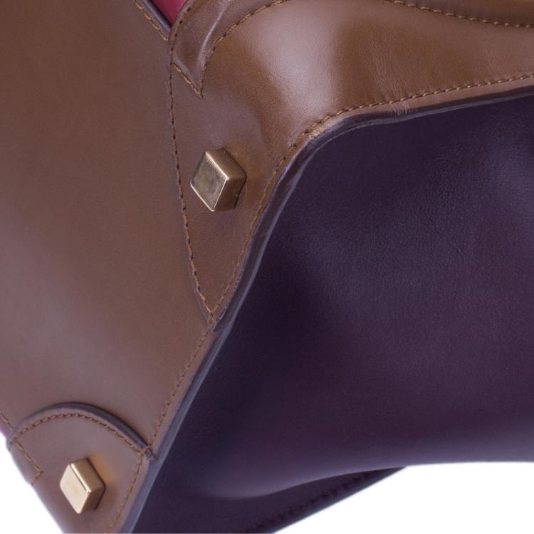 Pre Owned Celine Tricolor Calfskin Leather Mini Luggage Tote 