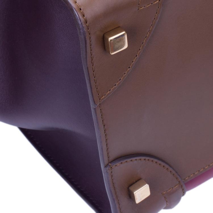 Pre Owned Celine Tricolor Calfskin Leather Mini Luggage Tote 