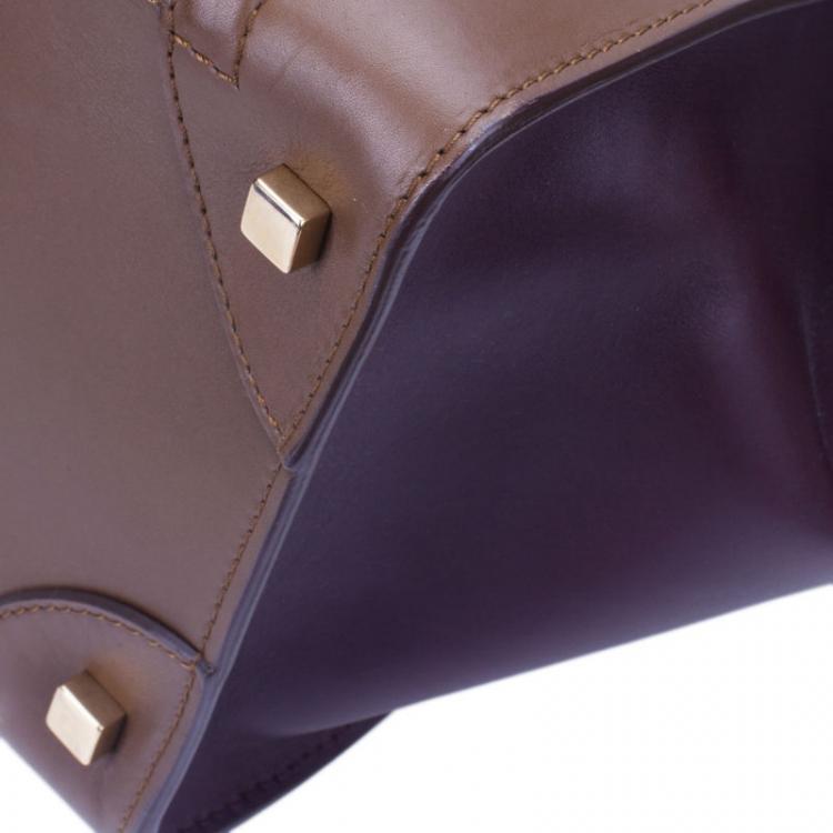 Pre Owned Celine Tricolor Calfskin Leather Mini Luggage Tote 
