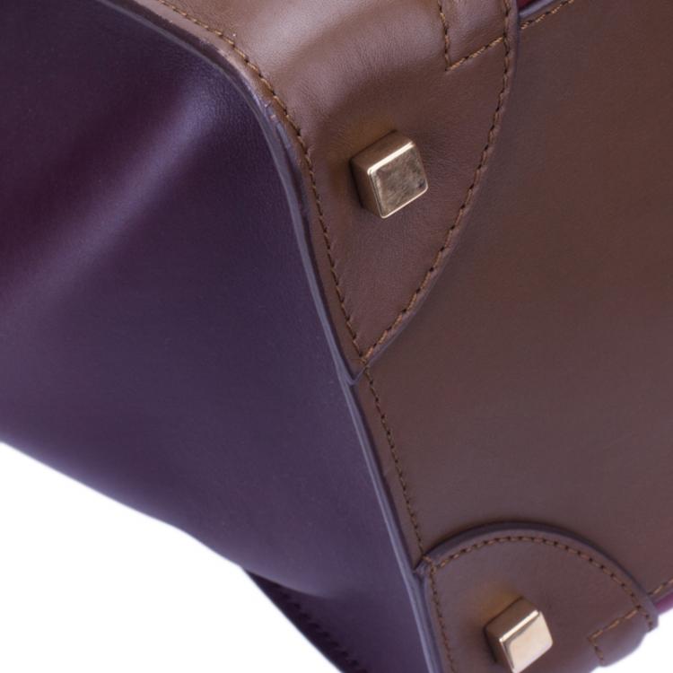 Pre Owned Celine Tricolor Calfskin Leather Mini Luggage Tote 
