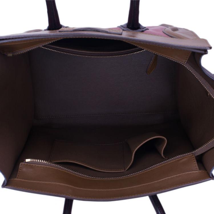 Pre Owned Celine Tricolor Calfskin Leather Mini Luggage Tote 