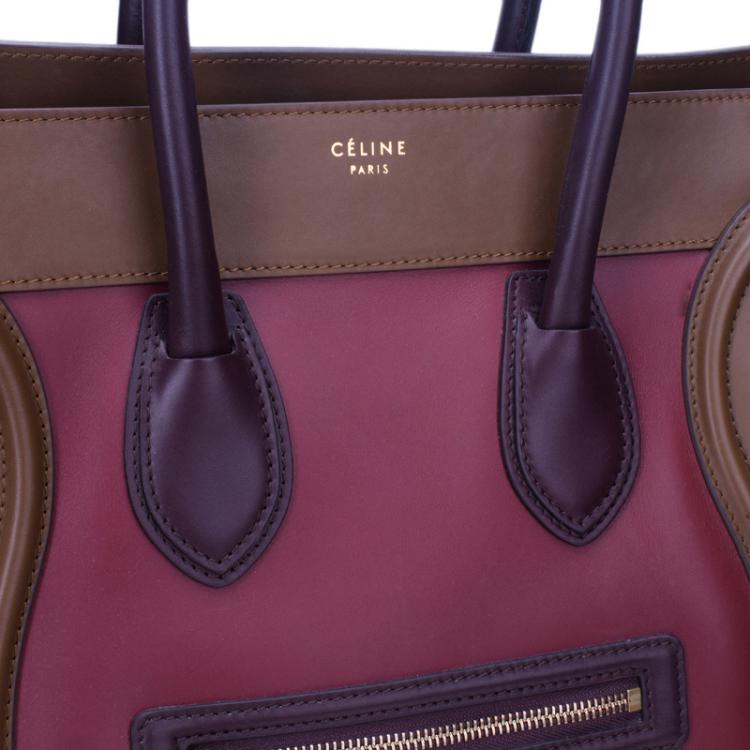 Pre Owned Celine Tricolor Calfskin Leather Mini Luggage Tote 