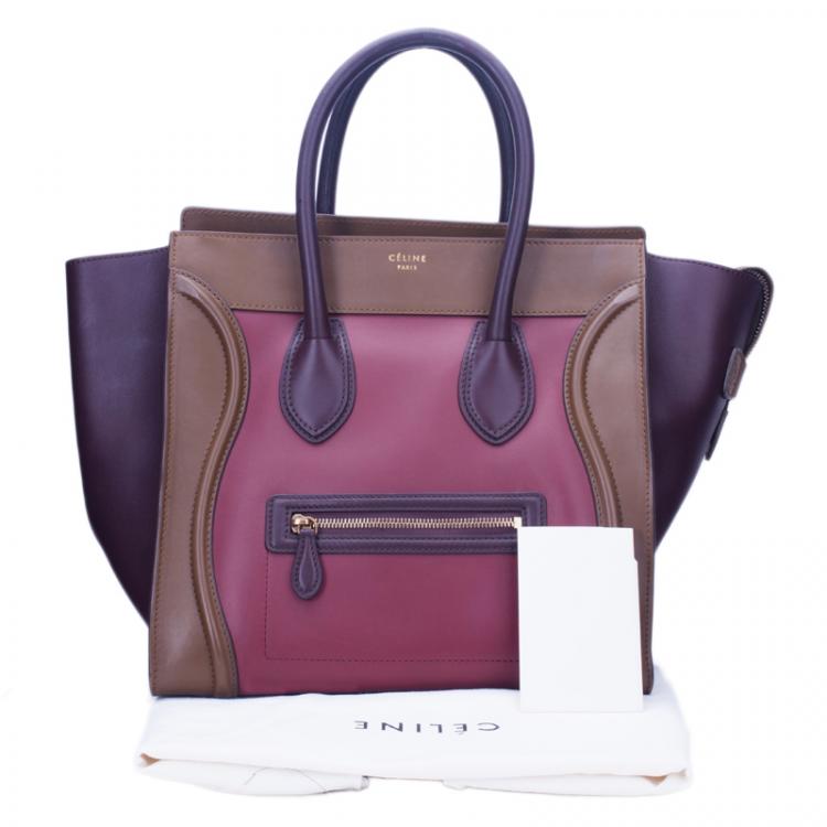 Pre Owned Celine Tricolor Calfskin Leather Mini Luggage Tote 