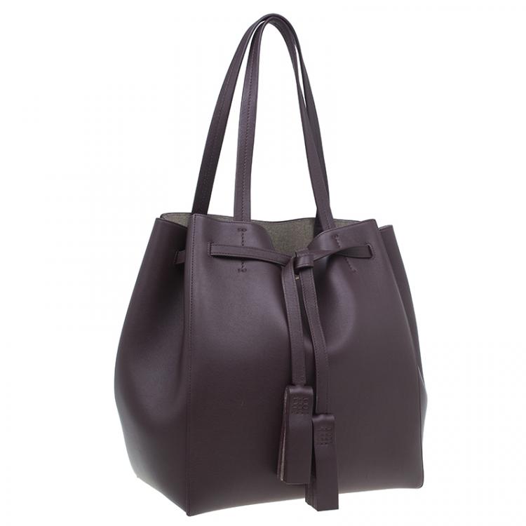 Pre Owned Celine Burgundy Leather Medium Tassel Phantom Cabas Tote