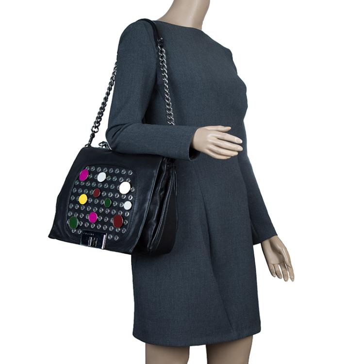 مملوكة مسبقًا Celine Black Soft Leather Snaps Top Handle Bag