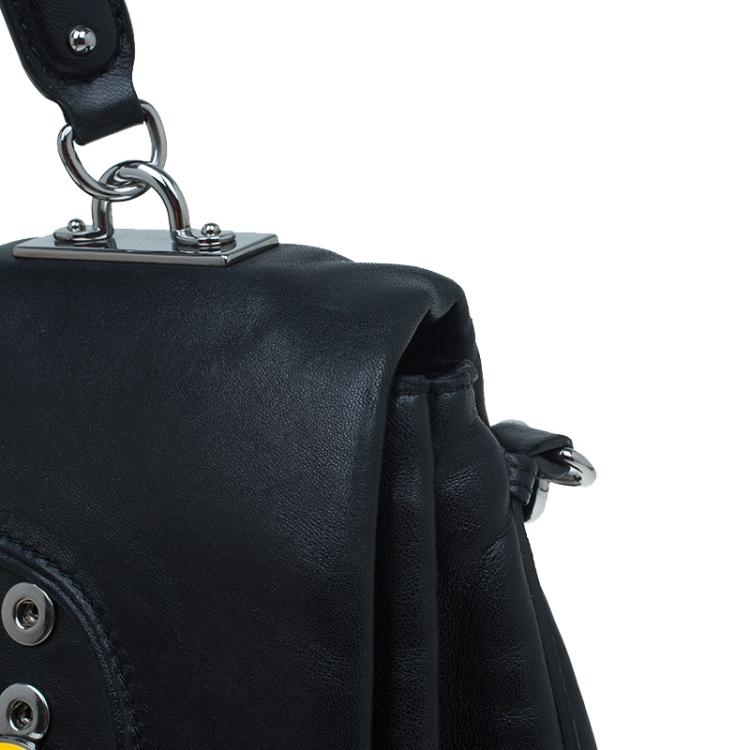 مملوكة مسبقًا Celine Black Soft Leather Snaps Top Handle Bag