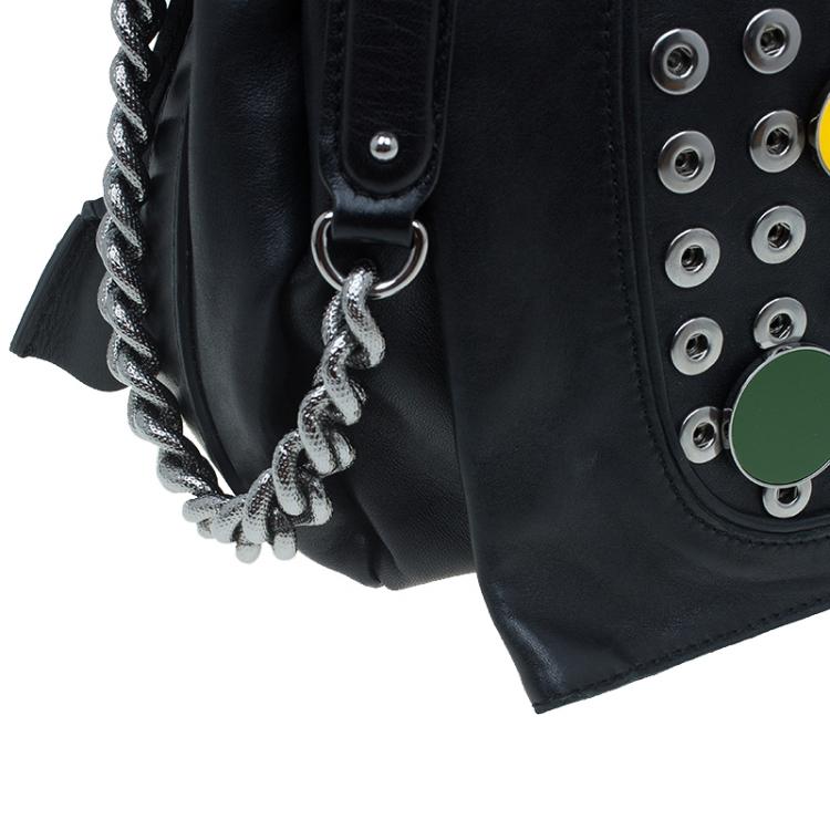 مملوكة مسبقًا Celine Black Soft Leather Snaps Top Handle Bag