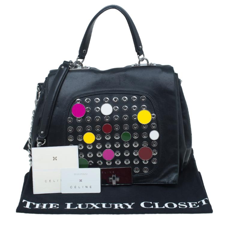مملوكة مسبقًا Celine Black Soft Leather Snaps Top Handle Bag