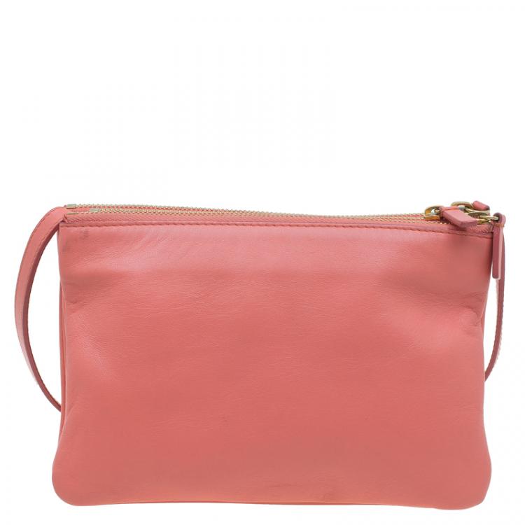 Pre Owned Celine Pink Leather Trio Crossbody Bag