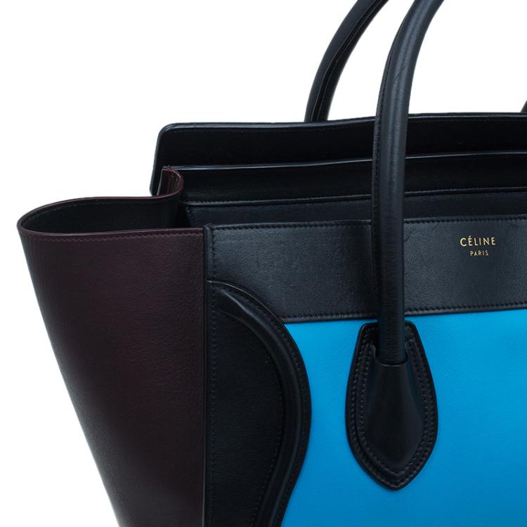 Pre Owned Celine Tri-Color Leather Mini Luggage Tote Bag