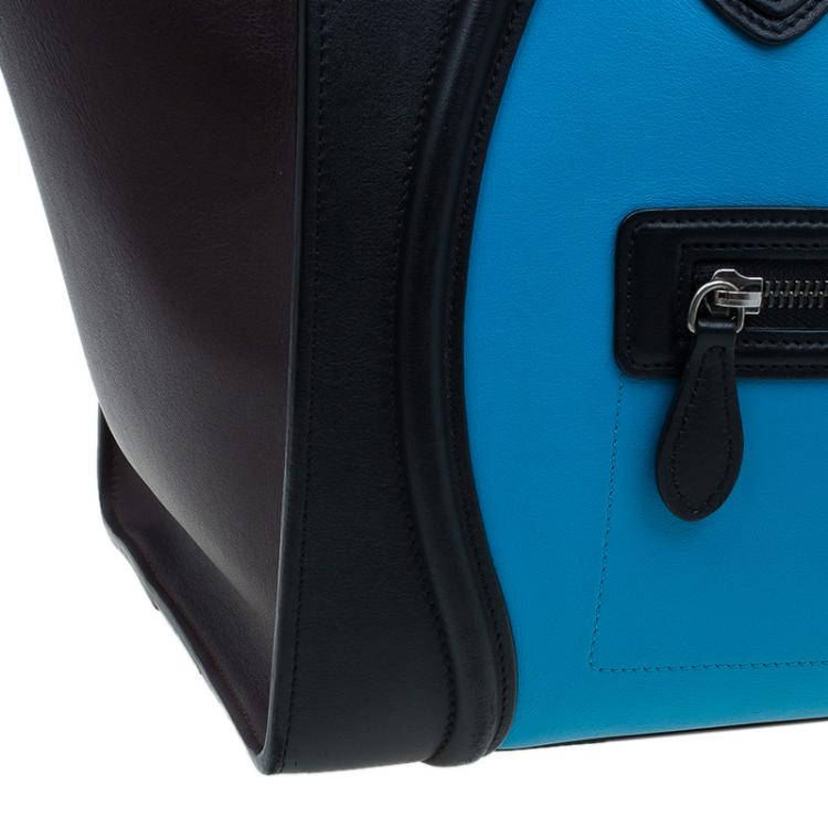 Pre Owned Celine Tri-Color Leather Mini Luggage Tote Bag