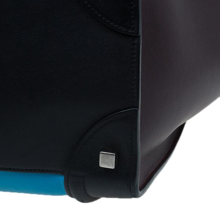 Pre Owned Celine Tri-Color Leather Mini Luggage Tote Bag