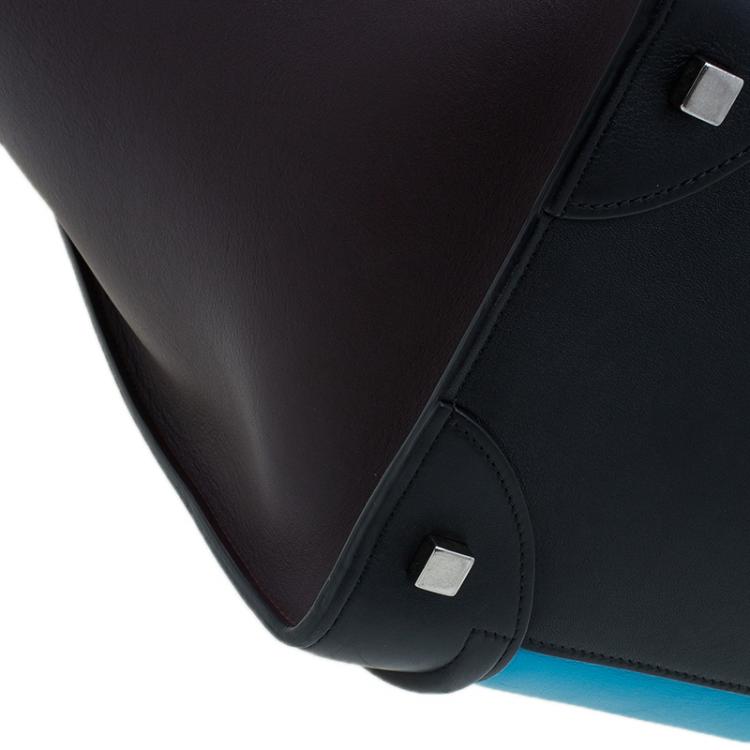 Pre Owned Celine Tri-Color Leather Mini Luggage Tote Bag