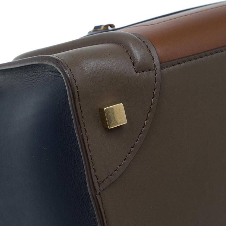Pre Owned Celine Tri Color Leather Mini Luggage Tote