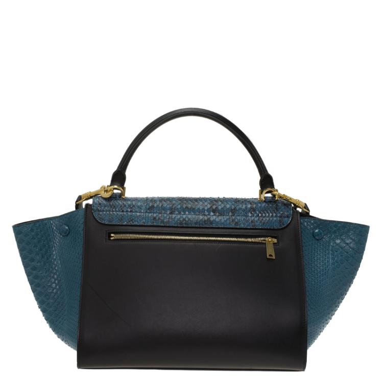 Pre Owned Celine Blue/Black Python Medium Trapeze Bag