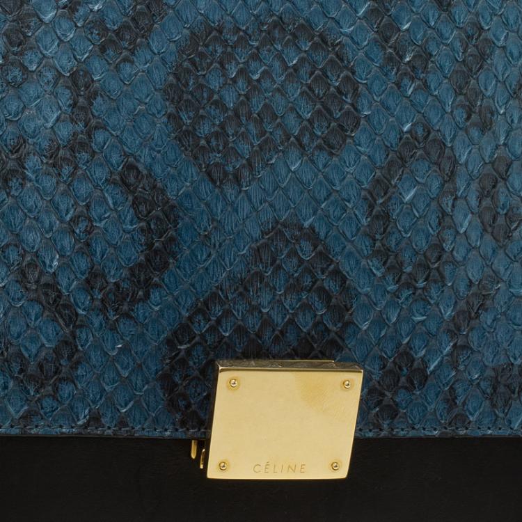 Pre Owned Celine Blue/Black Python Medium Trapeze Bag