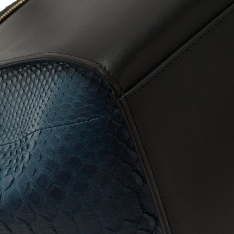 Pre Owned Celine Blue/Black Python Medium Trapeze Bag