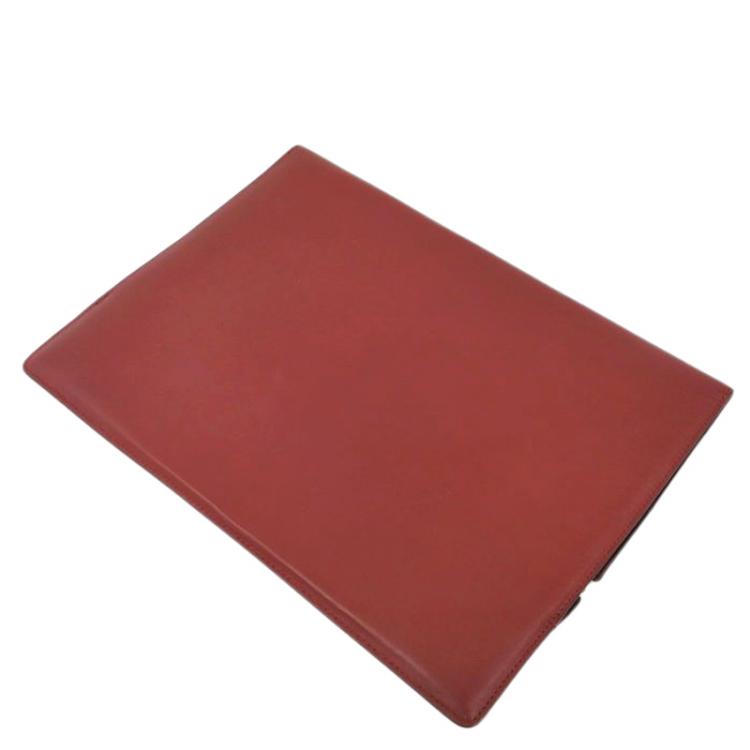 Pre Owned Celine Bordeaux Leather Oversized Zip Clutch Bag