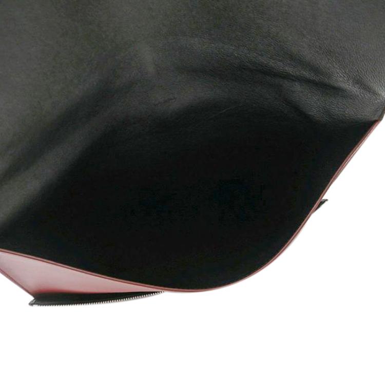 Pre Owned Celine Bordeaux Leather Oversized Zip Clutch Bag