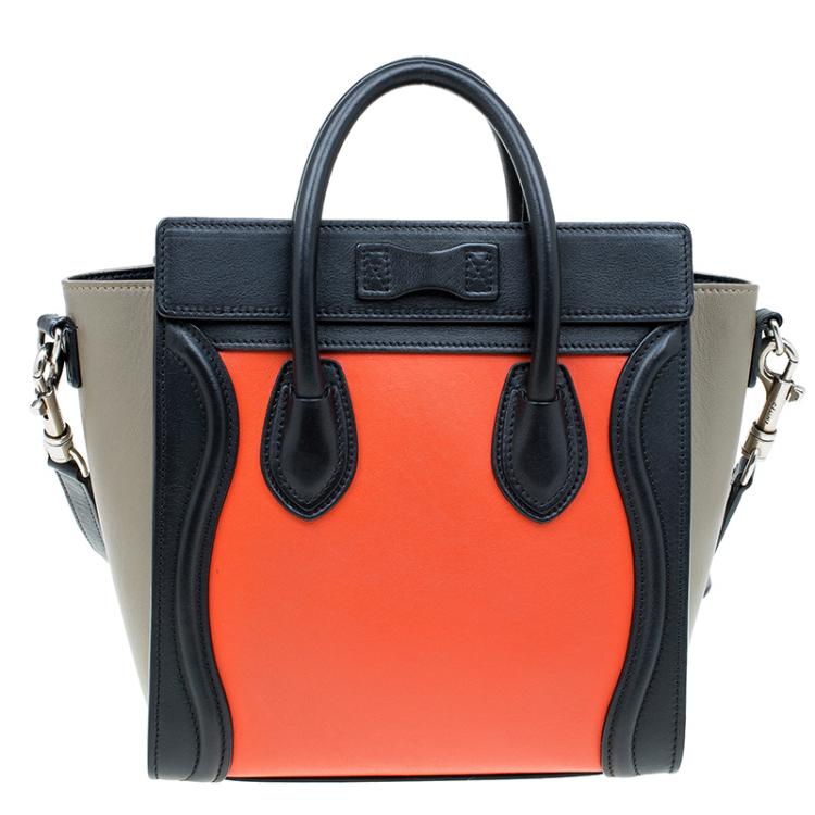 Pre Owned Celine Tri Color Leather Nano Luggage Bag