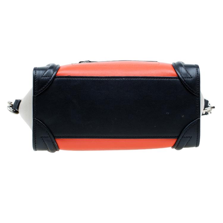 Pre Owned Celine Tri Color Leather Nano Luggage Bag
