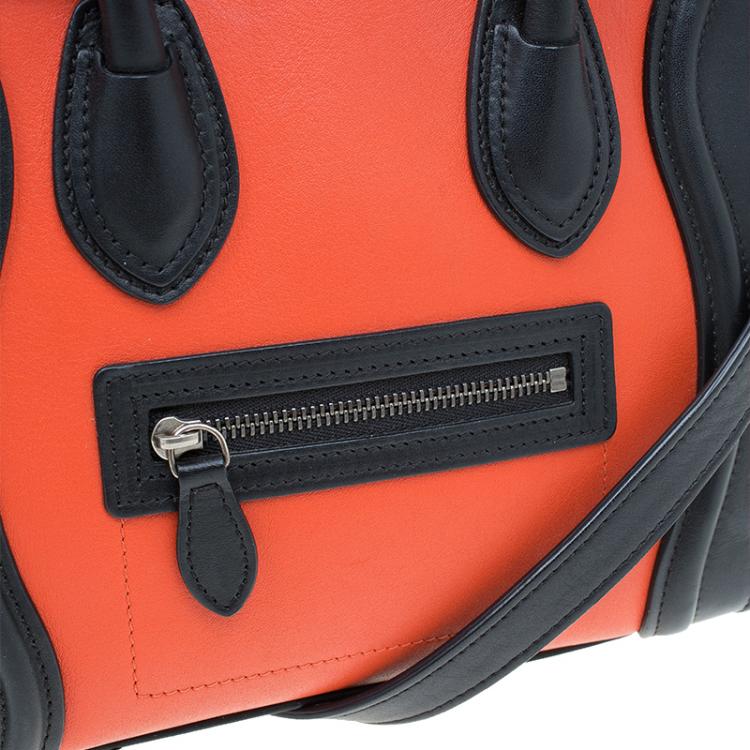 Pre Owned Celine Tri Color Leather Nano Luggage Bag