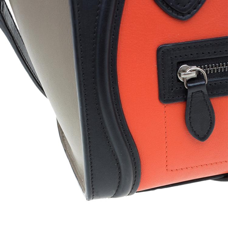 Pre Owned Celine Tri Color Leather Nano Luggage Bag
