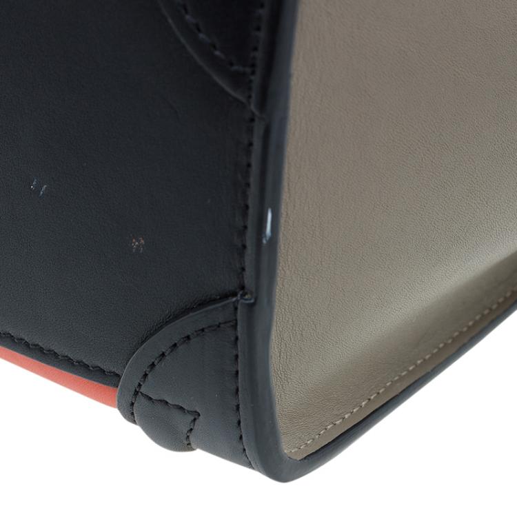 Pre Owned Celine Tri Color Leather Nano Luggage Bag