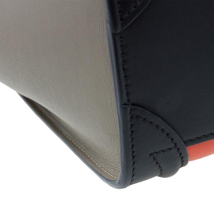 Pre Owned Celine Tri Color Leather Nano Luggage Bag