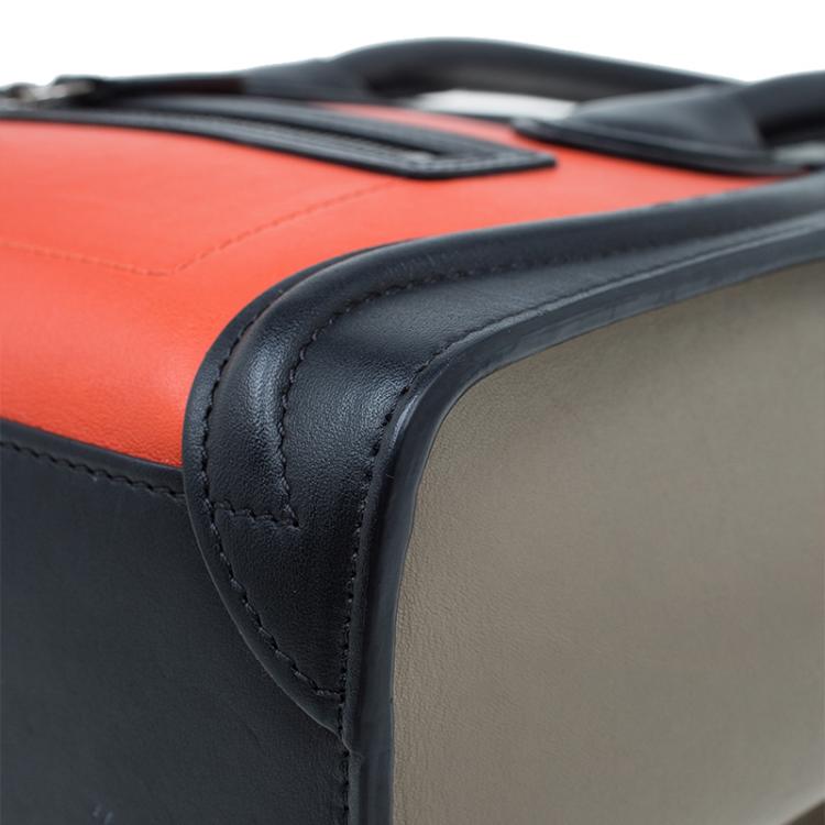 Pre Owned Celine Tri Color Leather Nano Luggage Bag