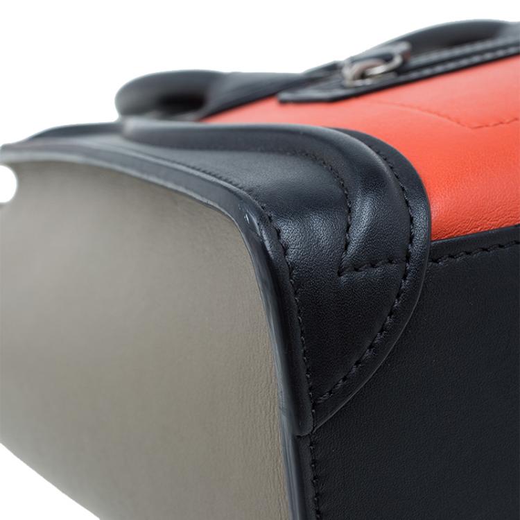 Pre Owned Celine Tri Color Leather Nano Luggage Bag