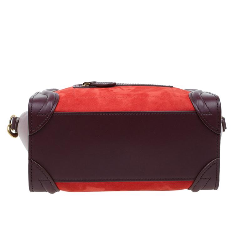 Pre Owned Celine Tri Color Leather Nano Luggage Tote