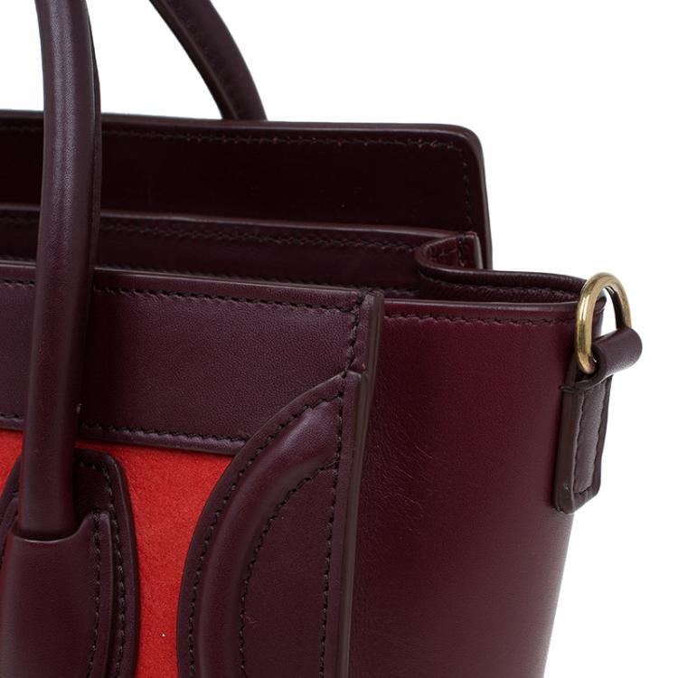 Pre Owned Celine Tri Color Leather Nano Luggage Tote