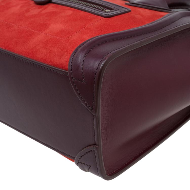 Pre Owned Celine Tri Color Leather Nano Luggage Tote