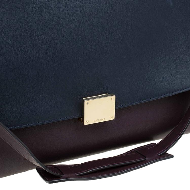 Pre Owned Celine Tri Color Leather/Suede Small Trapeze Bag