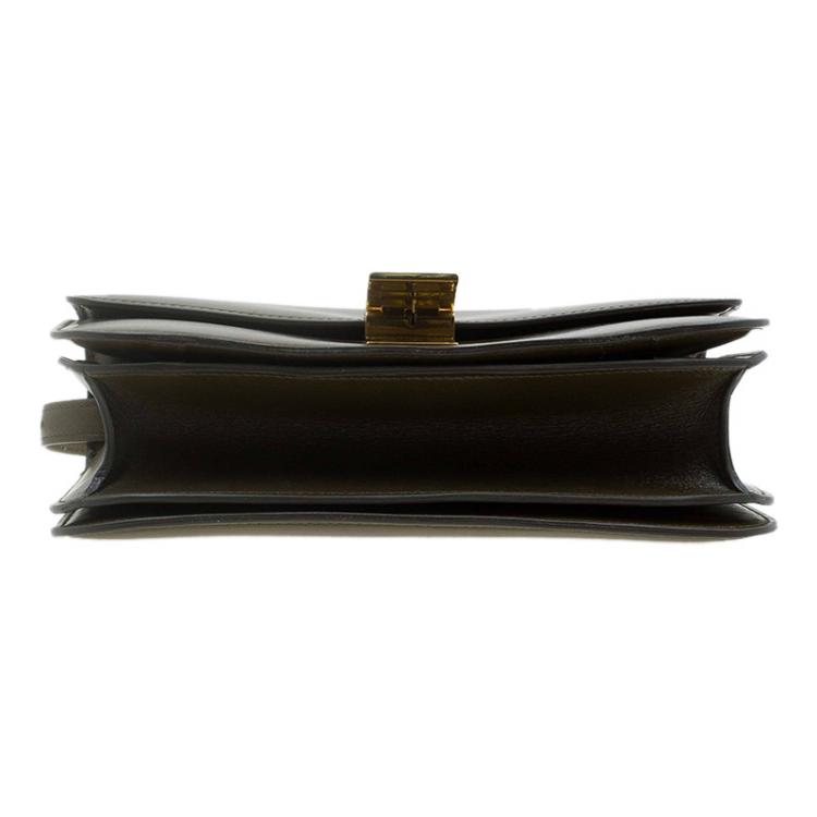 Pre Owned Celine Olive Green Leather Medium Classic Box Shoulder Bag