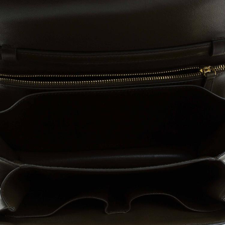 Pre Owned Celine Olive Green Leather Medium Classic Box Shoulder Bag