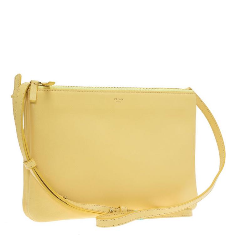 Pre Owned Celine Yellow Leather Trio Crossbody Bag