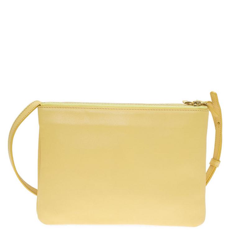Pre Owned Celine Yellow Leather Trio Crossbody Bag