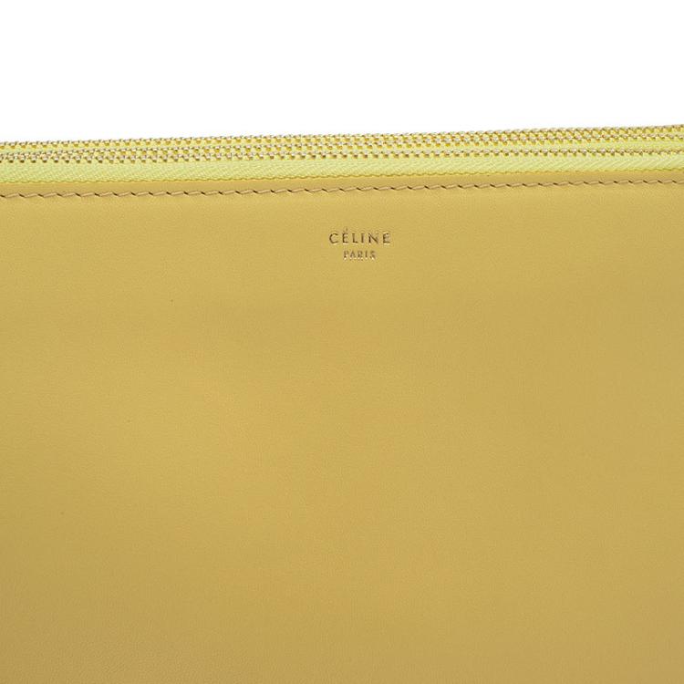 Pre Owned Celine Yellow Leather Trio Crossbody Bag