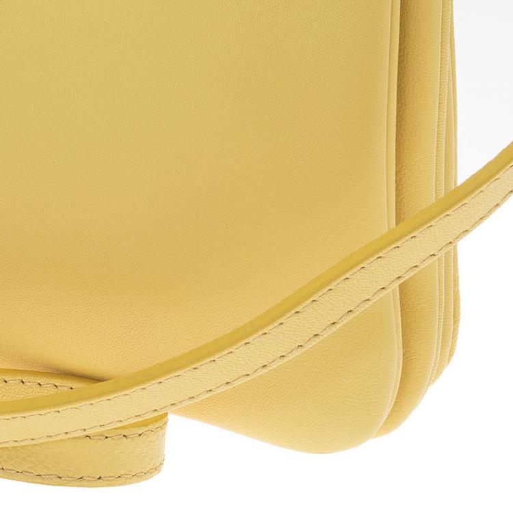 Pre Owned Celine Yellow Leather Trio Crossbody Bag
