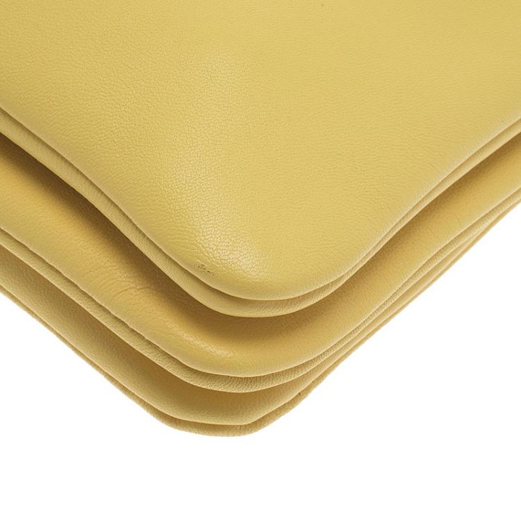 Pre Owned Celine Yellow Leather Trio Crossbody Bag