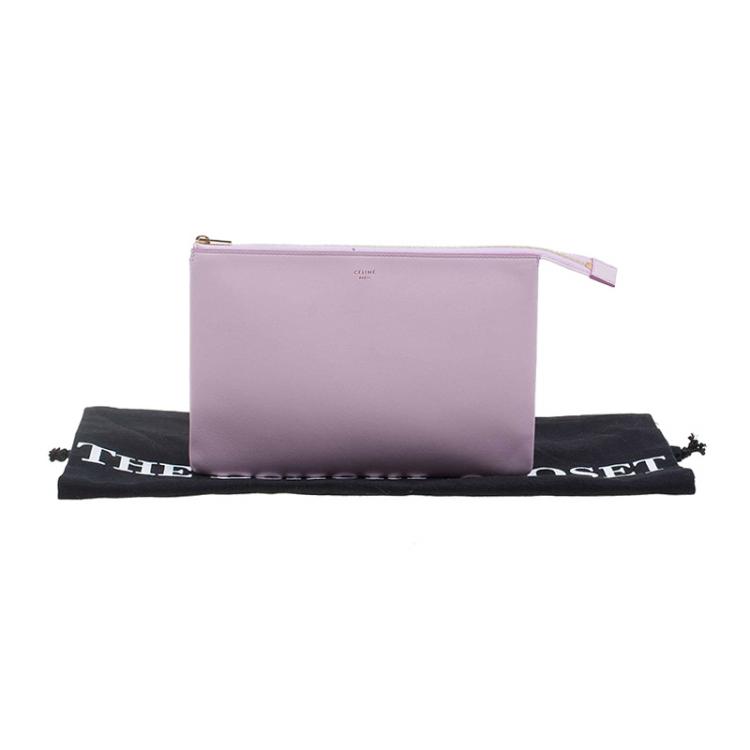 Pre Owned Celine Pink and Orange Leather Duo Cosmetic Pouch