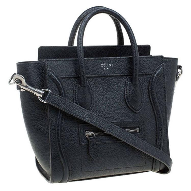 Pre Owned Celine Black Leather Nano Luggage Tote