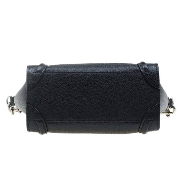 Pre Owned Celine Black Leather Nano Luggage Tote