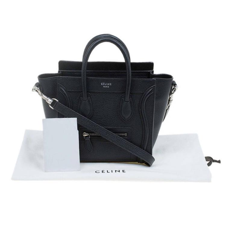 Pre Owned Celine Black Leather Nano Luggage Tote