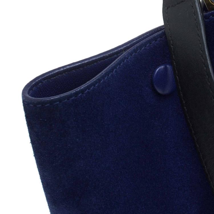 Pre Owned Celine Tri Color Leather and Suede Medium Trapeze Bag